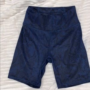 Blue snakeskin biker shorts